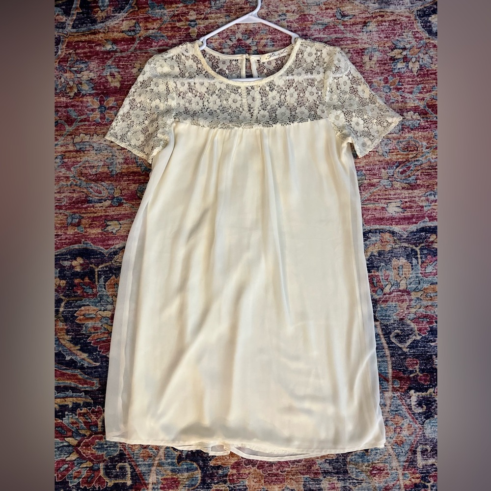 Womens or Juniors Small Boho Cream Lace Dress - festival/party/dinner/casual